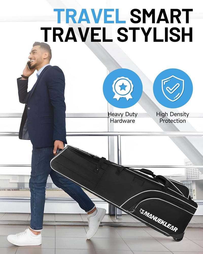 M MANUEKLEAR MANUEKLEAR 1680D Nylon Travel Golf Bags Club for Airlines with Wheels, Golf Travel Bags for Airlines with Padded Top, Golf Travel Case Cover with 3 Large Pocket for Golfer - Image 5